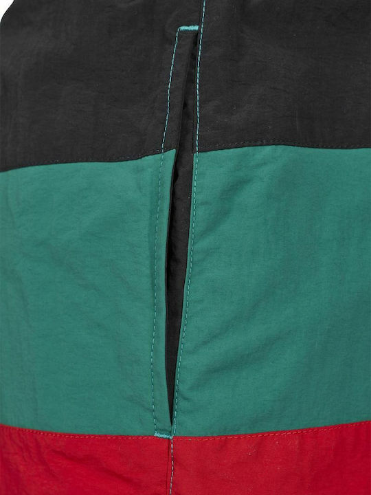 Men's Swimwear Bermuda Fire Red / Black / Green Striped