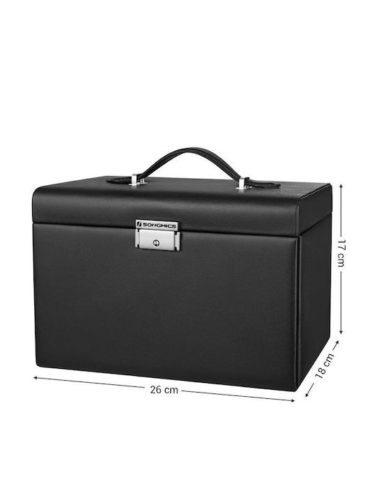 Songmics Jewellery Box Faux Leather with Drawer Black 26x18x17cm