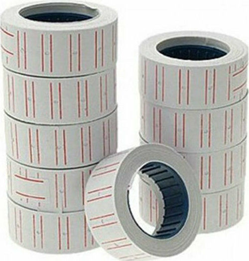 MX-5500 100 Self-Adhesive Label Rolls for Label Printer With Red Stripe 21x12mm 10pcs