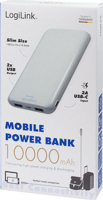 LogiLink PA0206 Power Bank 10000mAh mit USB-A Anschluss Weiß