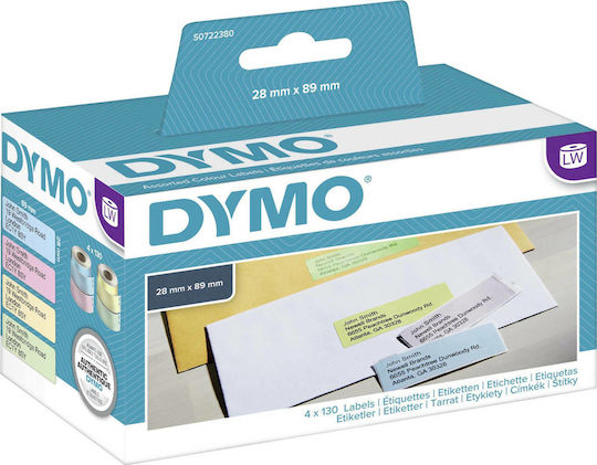 Dymo 99011 130 Autocolante Autoadezive pe Rolă pentru Imprimantă de Etichete 89x28mm 4buc