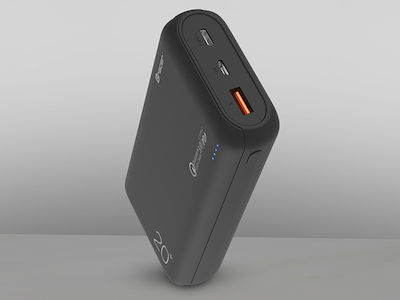 Tracer Power Bank 20000mAh με Θύρα USB-A και Θύρα USB-C Quick Charge 3.0 Μαύρο