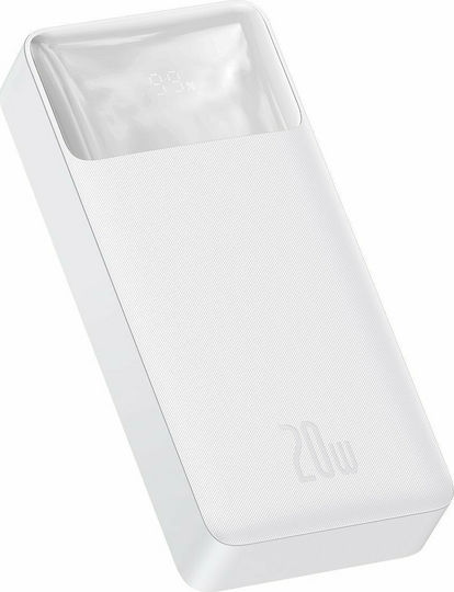 Baseus Bipow Digital Display Power Bank 20000mAh 20W με 2 Θύρες USB-A και Θύρα USB-C Λευκό