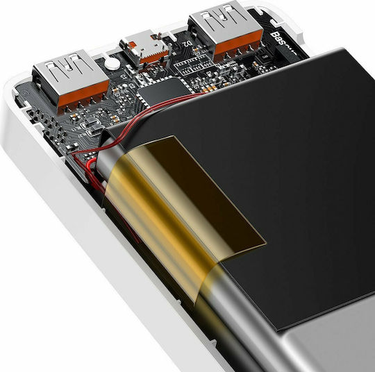 Baseus Bipow Digital Display Power Bank 20000mAh 20W με 2 Θύρες USB-A και Θύρα USB-C Λευκό