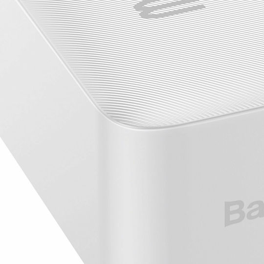 Baseus Bipow Digital Display Power Bank 30000mAh 20W with 2 USB-A Ports and USB-C Port White