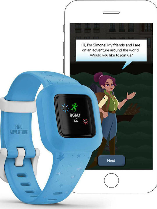 Garmin Kids Digital Watch Vivofit Jr 3 with Rubber/Plastic Strap Blue