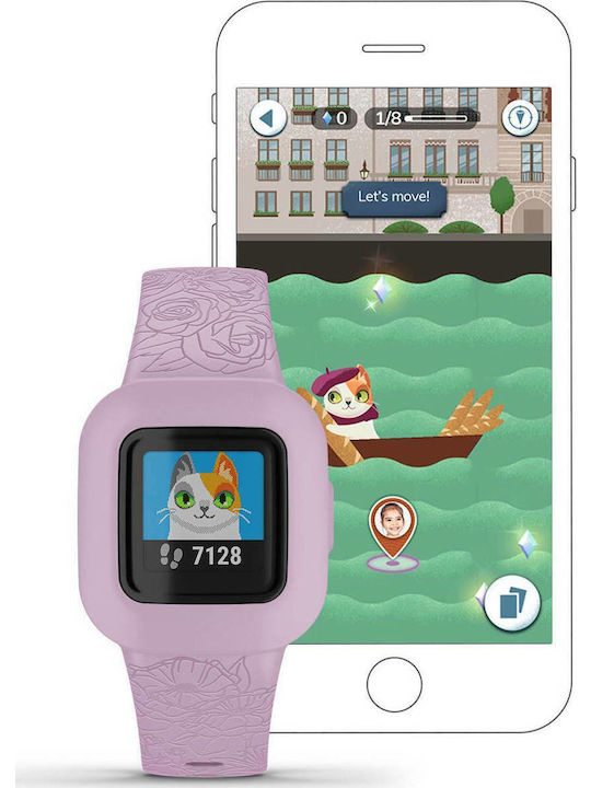 Garmin Kids Digital Watch Vivofit Jr 3 with Rubber/Plastic Strap Pink