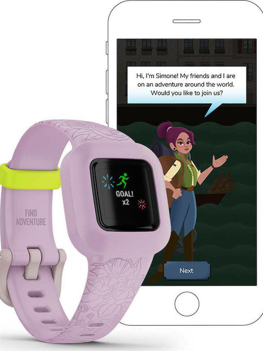 Garmin Kids Digital Watch Vivofit Jr 3 with Rubber/Plastic Strap Pink
