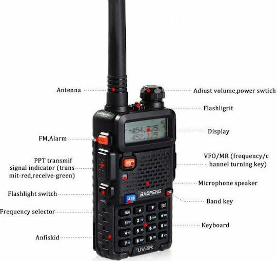 Baofeng UV-5R Wireless Transceiver UHF/VHF 5W with Monochrome Screen