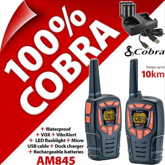 Cobra AM-845 Transmițător Wireless PMR cu Ecran Monocrom Set 2buc