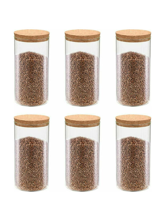 vidaXL Vase General Use with Cork Glass 1100ml 6pcs