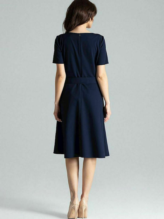 Lenitif L043 Summer Midi Dress Navy Blue