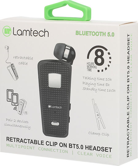 Lamtech LAM000476 In-ear Bluetooth Handsfree Ακουστικό Πέτου Μαύρο