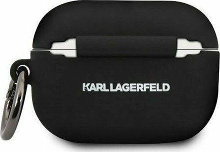 Karl Lagerfeld Iconic Silicone Case with Keychain Black for Apple AirPods Pro