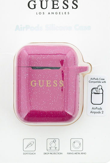 Guess Silicone Case Θήκη Σιλικόνης με Γάντζο σε Φούξια χρώμα για Apple AirPods