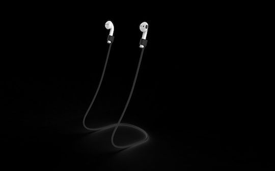 FoneFX Σετ Θήκη & Anti-Lost Strap σε Μαύρο χρώμα για Apple AirPods