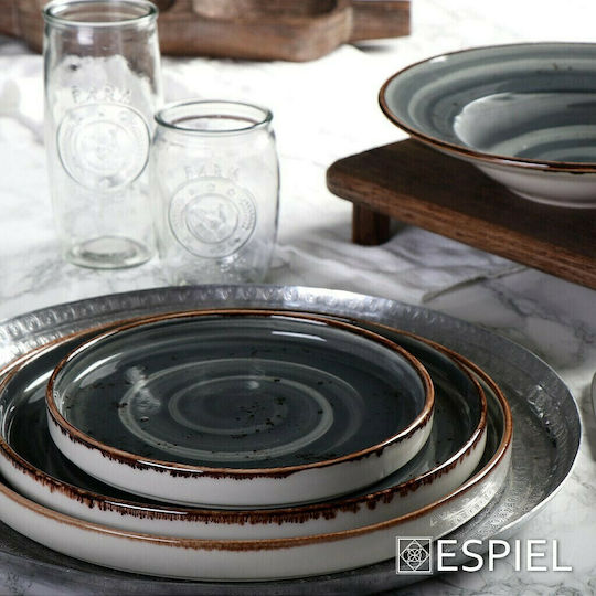 Espiel Step Teller Untiefe aus Porzellan Grey mit Durchmesser 26cm