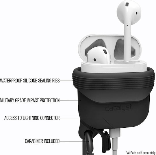 Catalyst Waterproof Hülle Silikon mit Haken in Gray Farbe für Apple AirPods