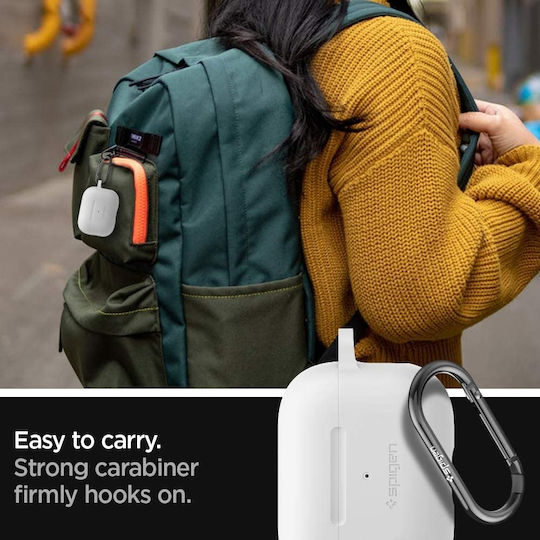 Spigen Silicone Fit with Carabiner Pro Silicone Case with Keychain White for Apple AirPods Pro