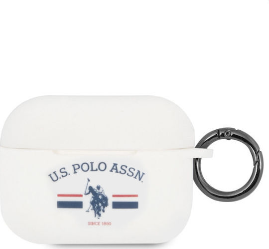 U.S. Polo Assn. Fl. Logo Collection Θήκη Σιλικόνης με Γάντζο σε Λευκό χρώμα για Apple AirPods Pro