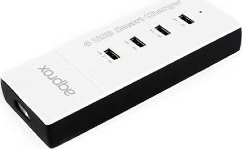 Approx Suport de Încărcare cu 4 Porturi USB-A 25W în culoarea Alb (APPUSB4PW)