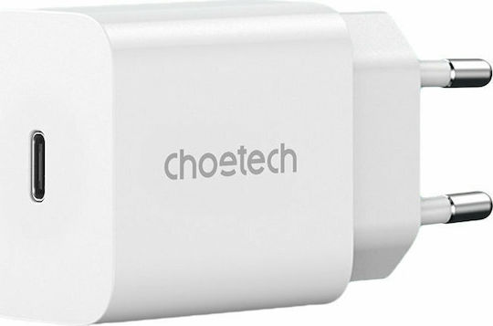 Choetech Charger with USB-C Port and USB-C - Lightning Cable 20W Power Delivery White (PD5005)