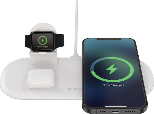 Devia Ασύρματος Φορτιστής (Qi Pad) 15W Λευκός (BRA010713)