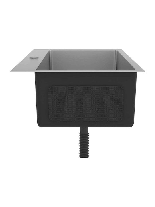 vidaXL Ένθετος Νεροχύτης Inox Σατινέ Μ70xΠ44cm Ασημί