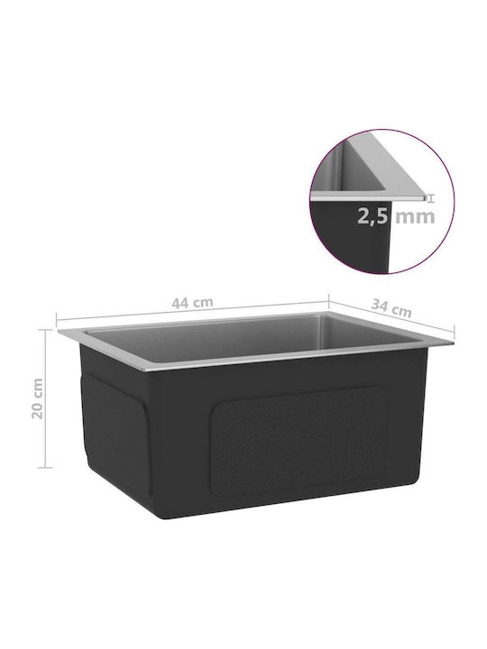 vidaXL Drop-In Sink Inox Satin W44xD34cm Silver
