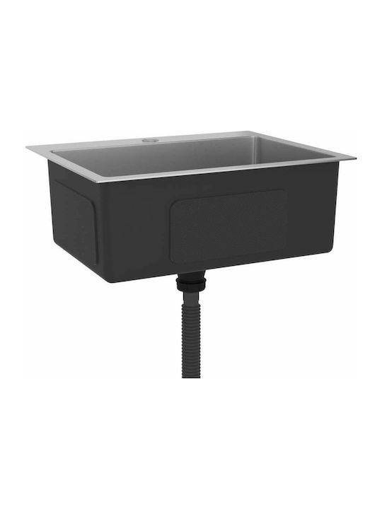 vidaXL Drop-In Sink Inox Satin W59xD44cm Silver