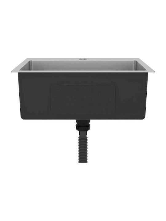 vidaXL Drop-In Sink Inox Satin W59xD44cm Silver