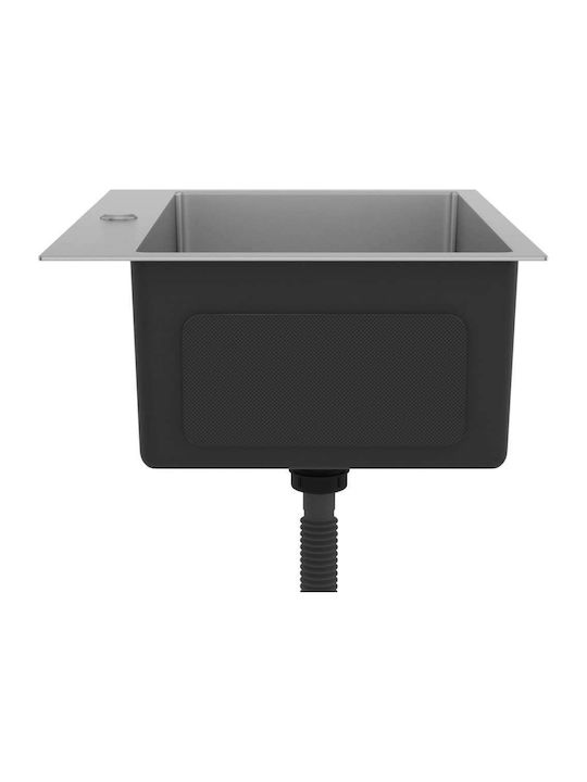 vidaXL Drop-In Sink Inox Satin W59xD44cm Silver