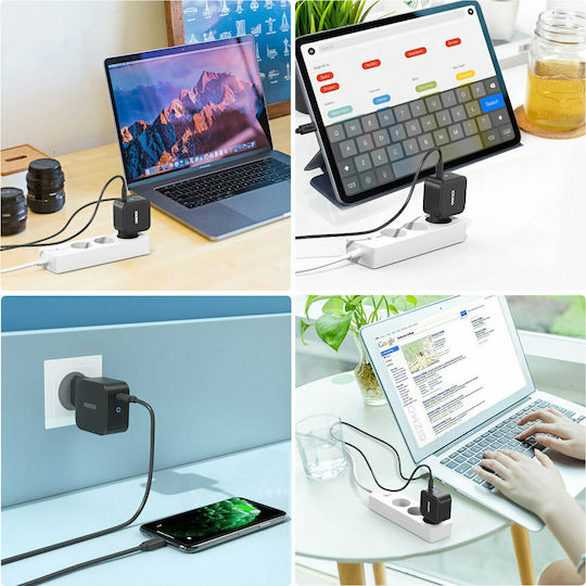 Choetech Φορτιστής με Θύρα USB-C και Καλώδιο USB-C 60W Power Delivery Μαύρος (Q6006)