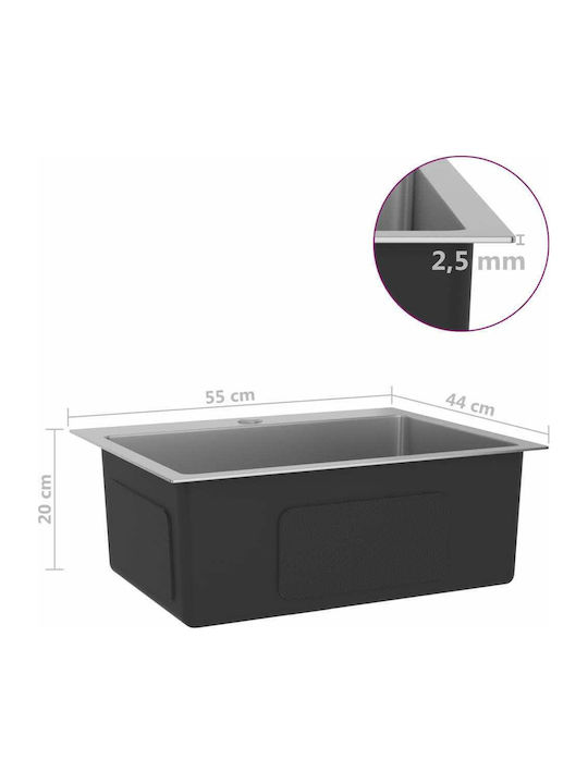 vidaXL Ένθετος Νεροχύτης Inox Brushed Μ51xΠ44cm Ασημί