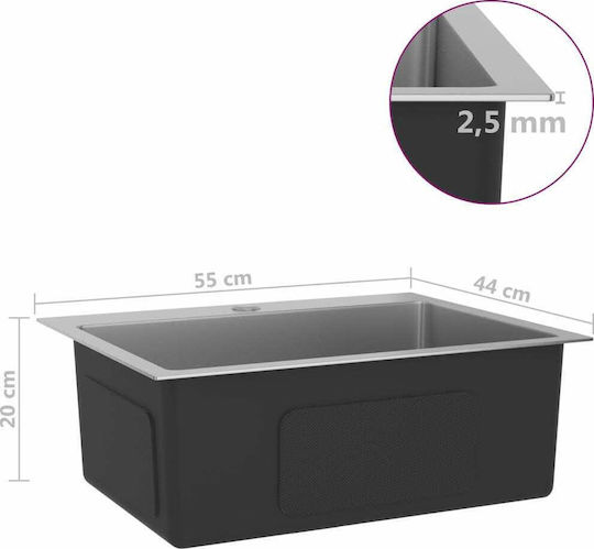 vidaXL Ένθετος Νεροχύτης Inox Brushed Μ51xΠ44cm Ασημί