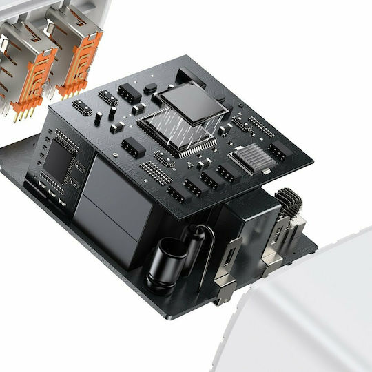 Baseus Φορτιστής Χωρίς Καλώδιο με 2 Θύρες USB-A και Θύρα USB-C 30W Power Delivery Λευκός (Compact 2U+C)