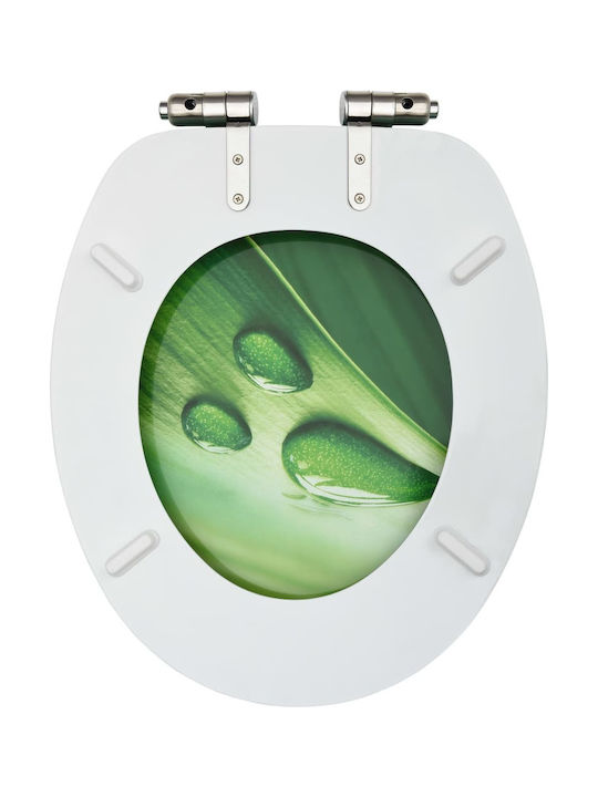 vidaXL Wooden Soft Close Toilet Seat Green Drops 42.5cm