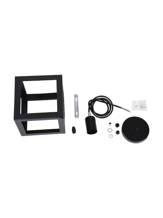 GloboStar Cube Adjustable Pendant Ceiling Light Black Grid with E27 Socket 25x25x25cm