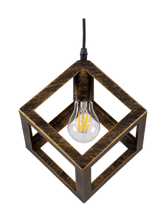 GloboStar Cube Pendant Light Bronze with Socket E27 25cm