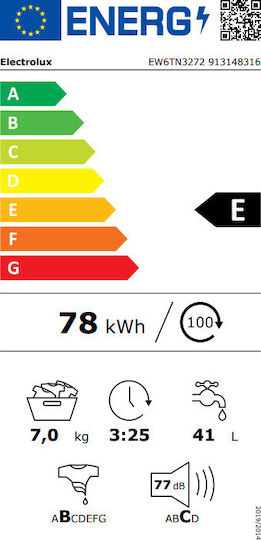 Electrolux Πλυντήριο Ρούχων Άνω Φόρτωσης 7kg 1150 Στροφών EW6TN3272