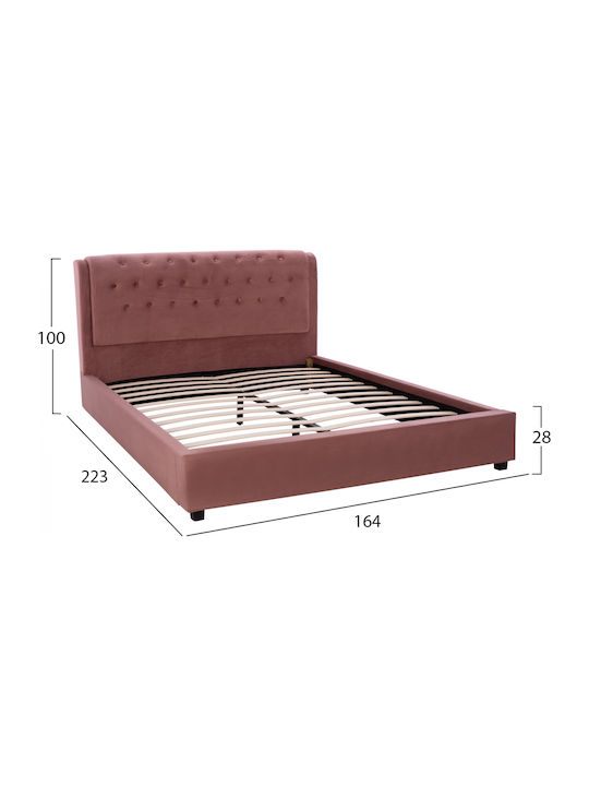 Odalys Double Bed Upholstered with Velvet Rotten Apple Suitable for Mattress 150x200cm