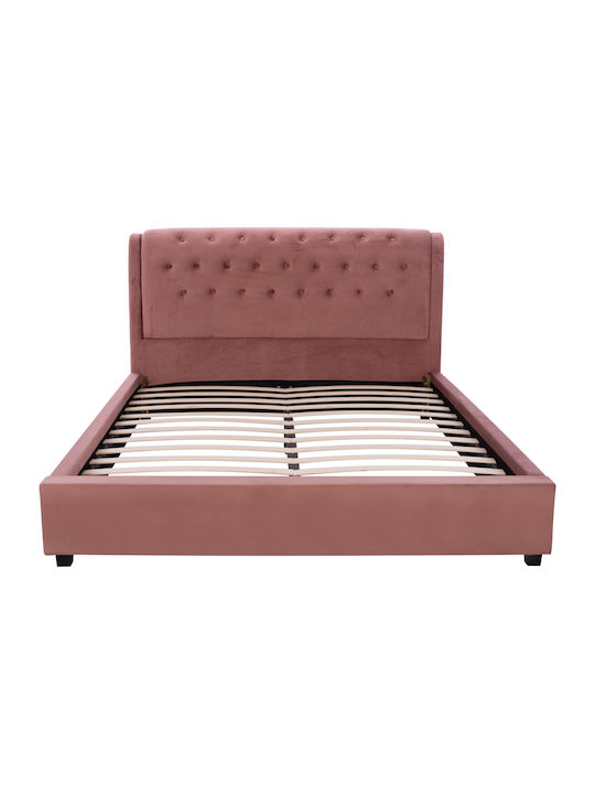Odalys Bed Double Upholstered with Velvet Sapio Apple for Mattress 150x200cm
