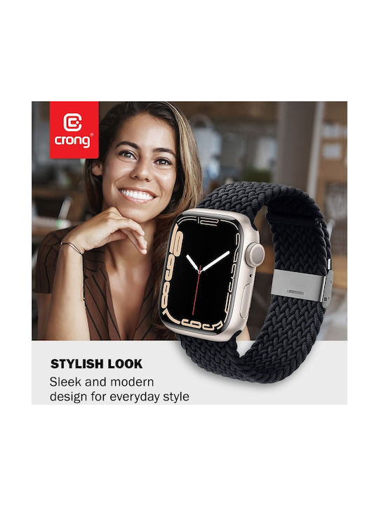 Crong Wave Λουράκι Υφασμάτινο Μαύρο (Apple Watch 38/40/41mm)