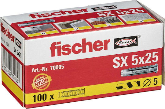 fischer Nylon Dowel SX Plug Oops Plastic 5x25mm