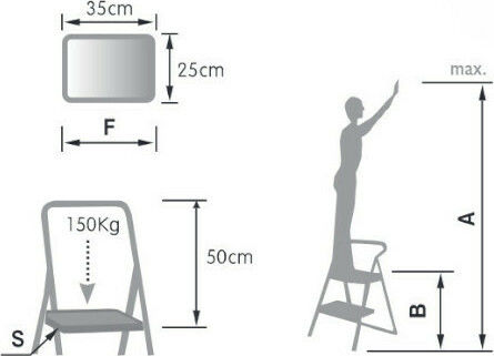Palbest Access Step Ladder iron 3 Stair 75cm