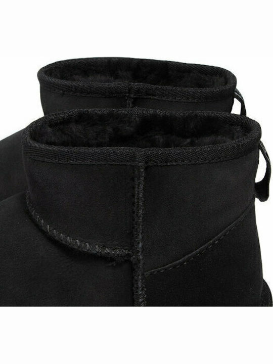 Sharky Micro Ghete Dama din Piele Întoarsă cu Blană Negre