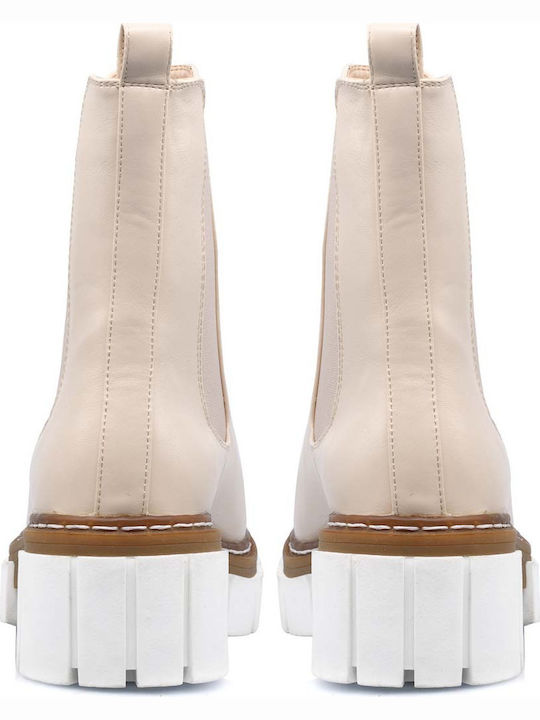 Women's Chelsea Boots with Medium Heel Nude