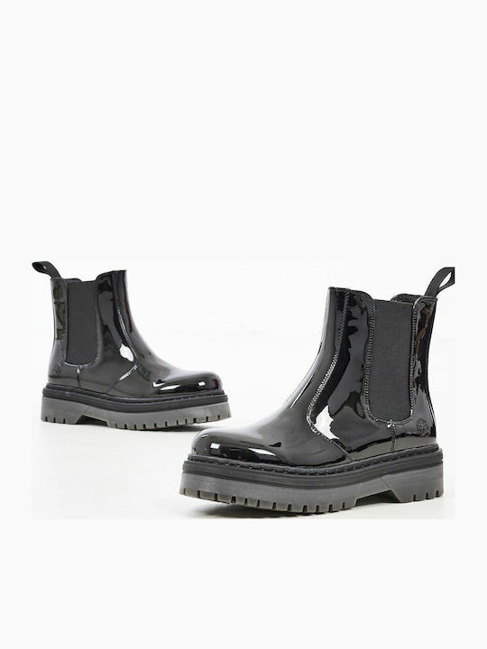 Elyse Women's Patent Leather Chelsea Boots Black