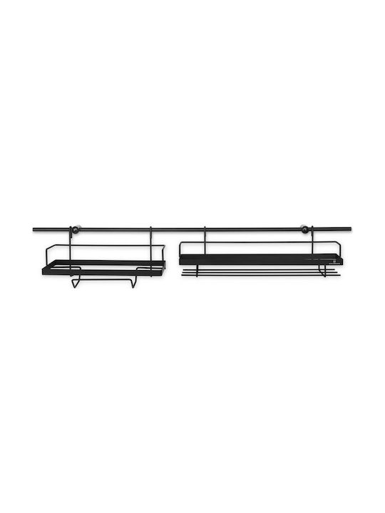 Edenberg Metallic Kitchen Organizer Rack in Black Colour 78cm 16 Pieces