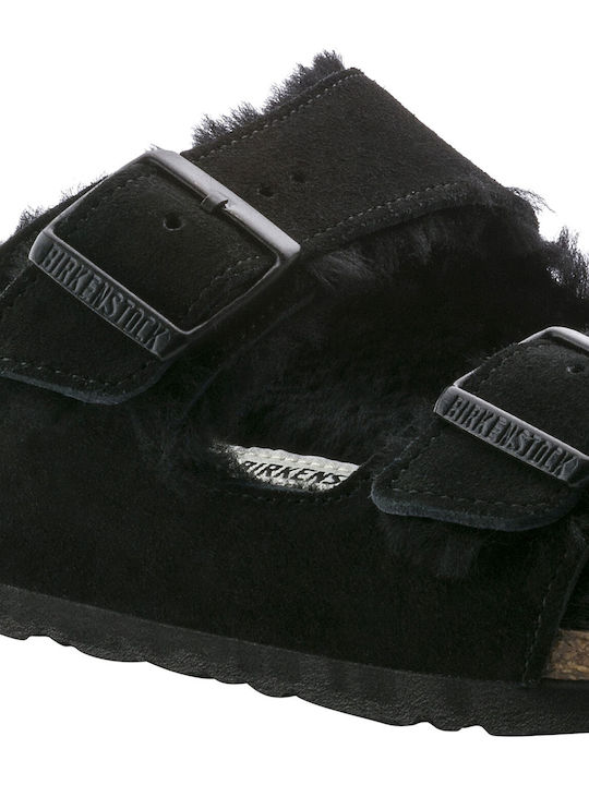 Arizona Shearling Анатомични Дамски Чехли Черен Тясна Форма